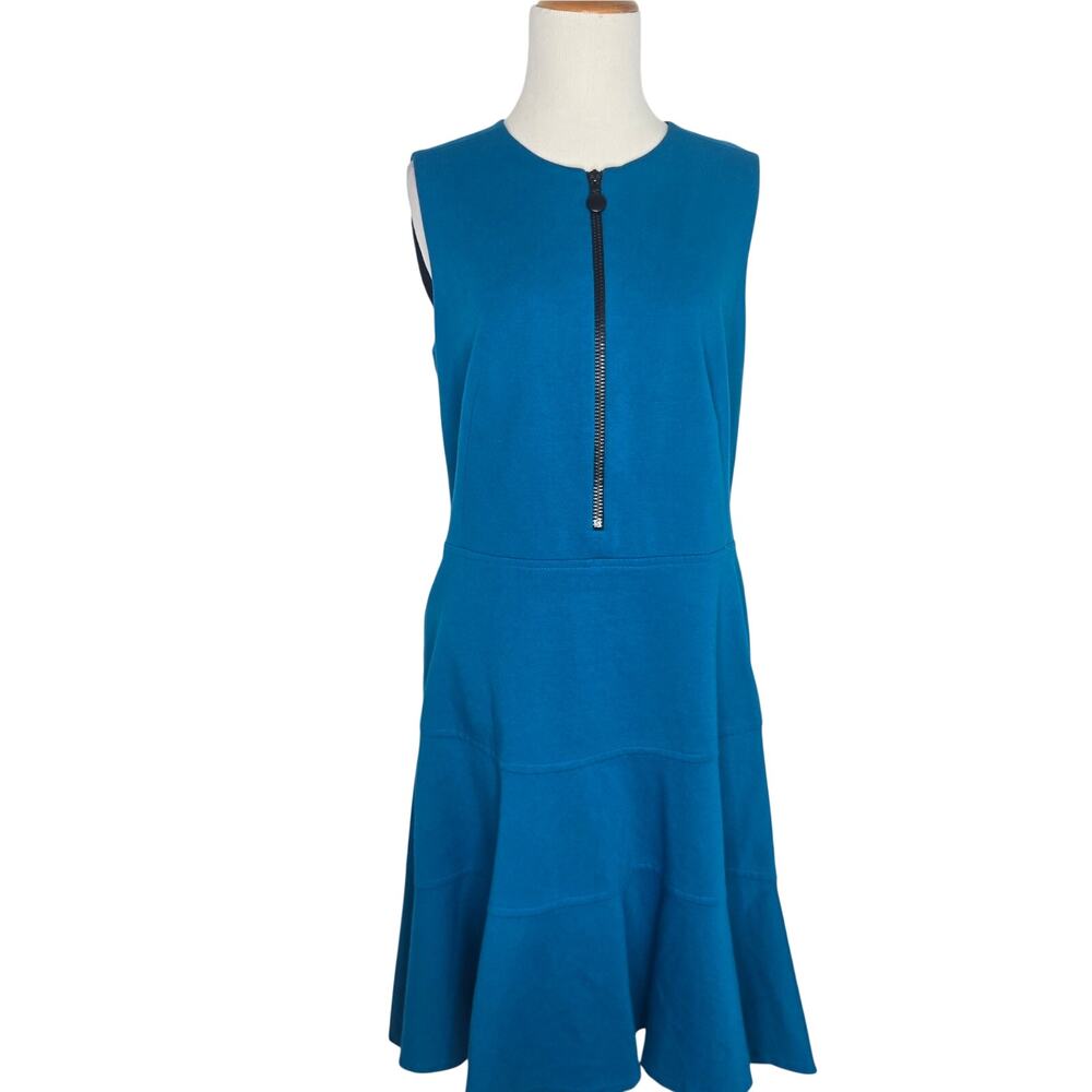 Akris Punto Womens Bold Sleeveless Dress Size 10 Wool Front Front Zipper Modern